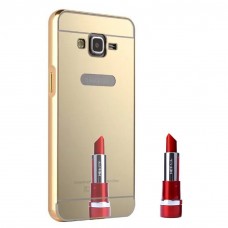 Samsung Galaxy Grand Prime - Shiny Mirror 2 in 1 Aluminium Bumper Protective Phone Cover Case - Gold